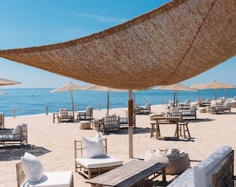 Voile Ombrage Coco Naturelle | Toile Solaire Fibre Végétale Écologique Terrasse Jardin, Ombrière Coco Triangle Carré Rectangle Décoration