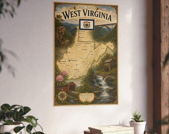 West Virginia Poster | State Map Art Print
