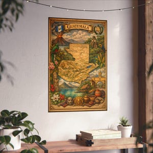 Guatemala Map Poster | Travel, Volcanoes, Wall Art