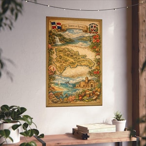 Dominican Republic Poster | Caribbean Travel Map Art