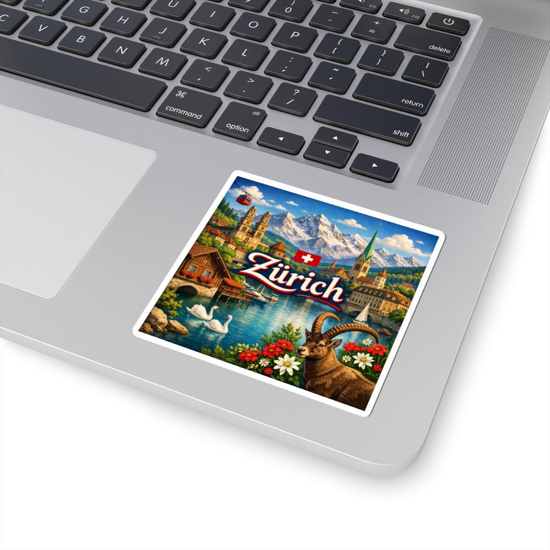 Zürich Sticker | Swiss Travel Souvenir, Lake, Alps, Ibex - Etsy