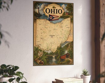 Ohio Poster | State Map Wall Art