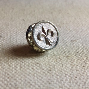 Fleur de Lis Silver Petite Fleur Tie Tack or Lapel Pin in Bright Finish