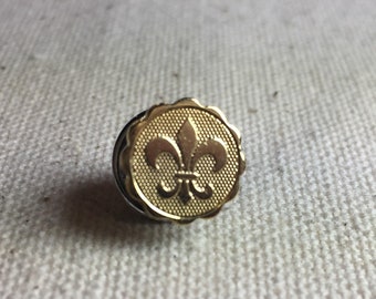 Fleur de Lis Rebirth Mini Medallion Tie Tack and Lapel Pin in Bright Gold