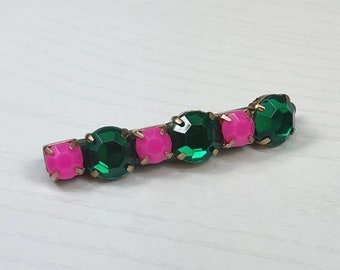 Pink and Green Jeweled Hair Pin
