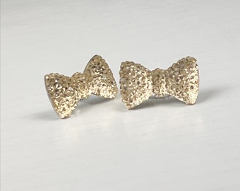 Sparkling Champagne Acrylic Bow Earrings