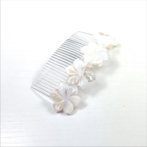 White Peruvian Lily Mother of Pearl Flower Large Hair Comb image 2