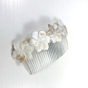 White Peruvian Lily Mother of Pearl Flower Large Hair Comb image 6