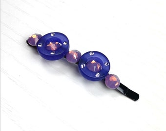 Frosted Purple and Tanzanite and Purple Cyclamen Swarovski Crystal Bobby Pin