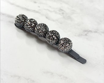 Dark Silver Sparkle Ball Hair Pin