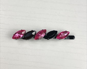 Pink and Black Bejeweled Bobby Pin