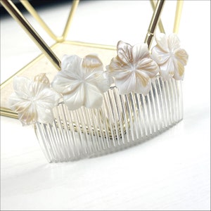 White Peruvian Lily Mother of Pearl Flower Large Hair Comb image 10