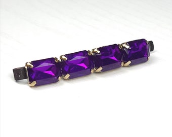 Purple and Gold Jeweled Bobby Pin — Octagon Cut