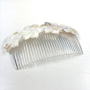 White Peruvian Lily Mother of Pearl Flower Large Hair Comb image 7