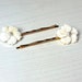 White Mother of Pearl and Cultured Pearl Plumeria Flowers on Gold Hair ...