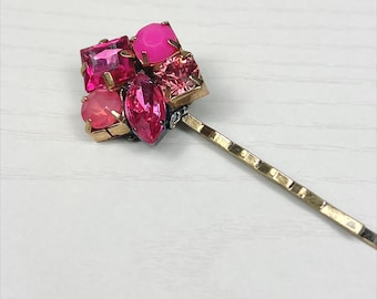 Gem Cluster Jeweled Bobby Pin in Pinks