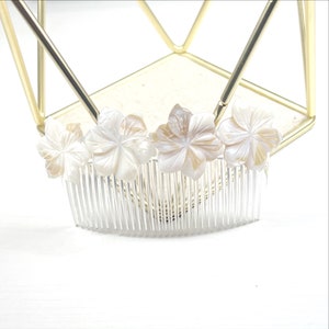 White Peruvian Lily Mother of Pearl Flower Large Hair Comb image 9