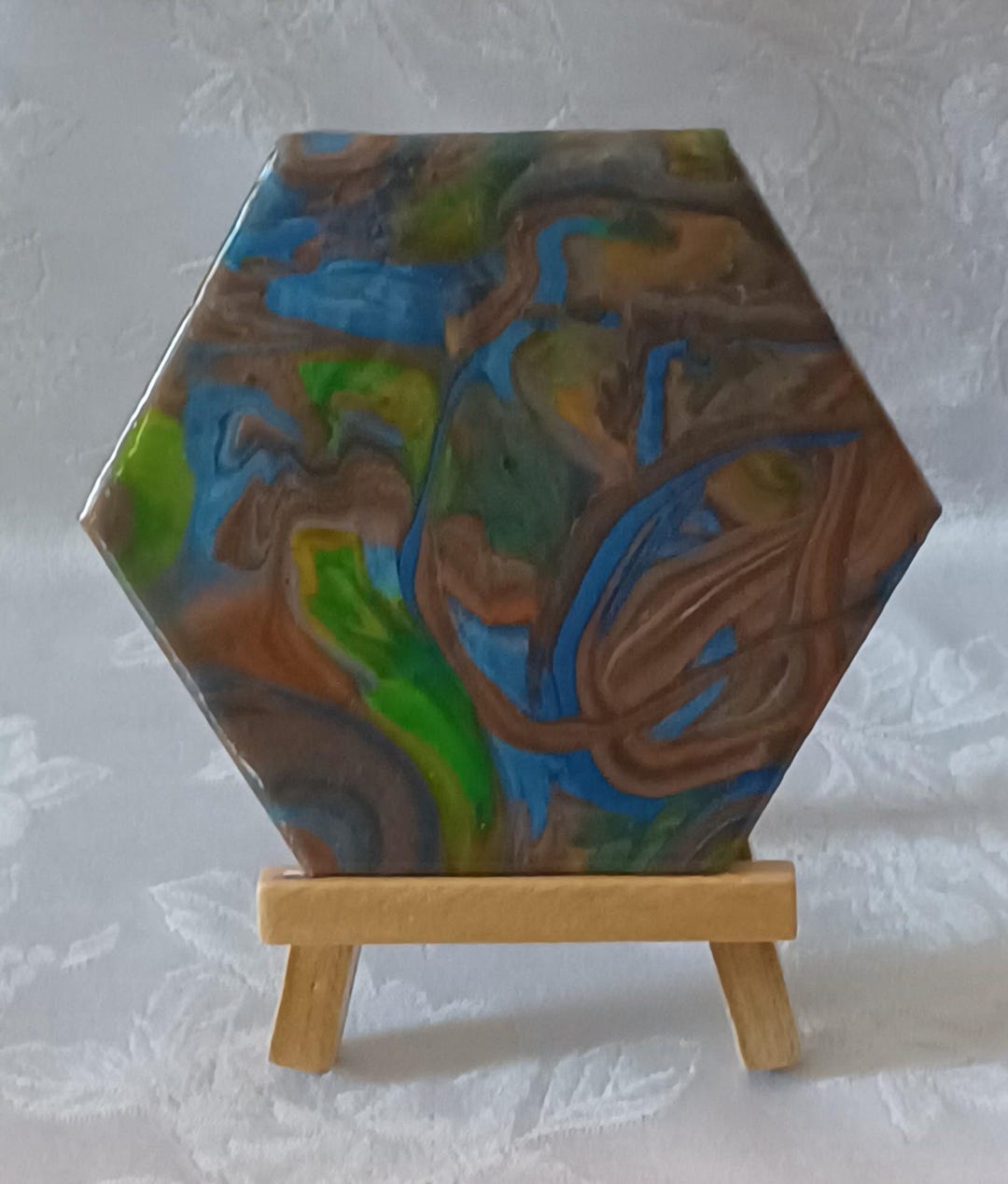 Personalized Face Valley Pour Painted Ceramic Tile With Easel ...
