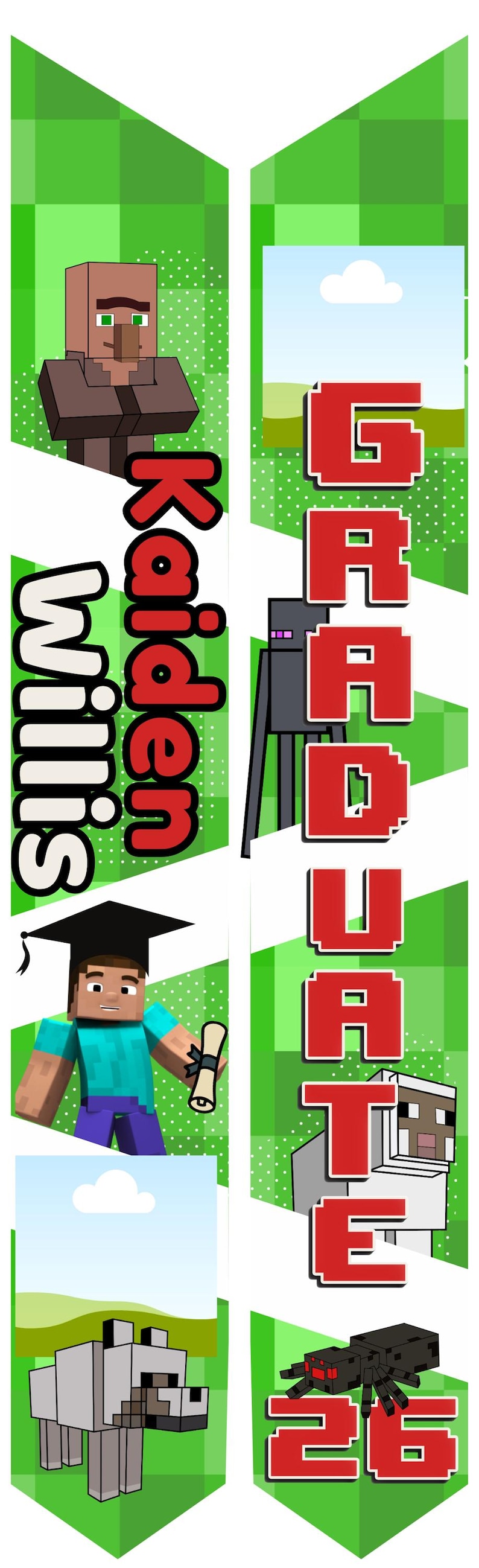 Minecraft Gradutation Craft Minecraft Graduation Stole Template… - Etsy