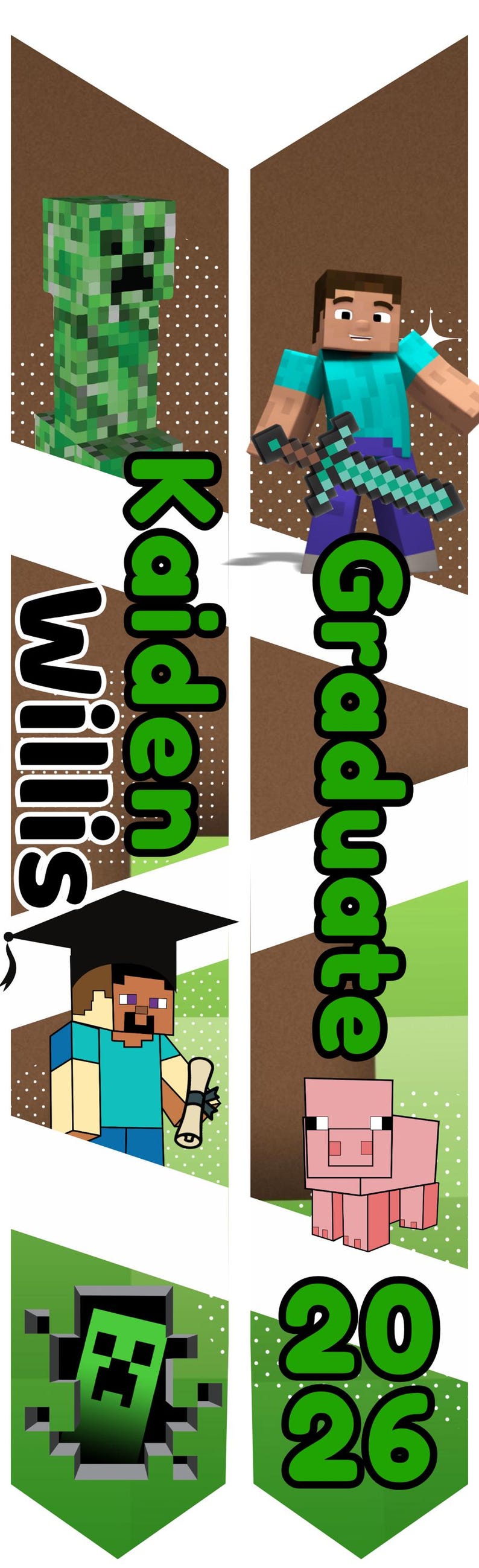 Minecraft Graduation Stole Template… - Etsy