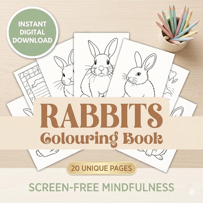 Rabbit Colouring Book – Calm Down Activity, Anxiety Relief, Screen-free ...
