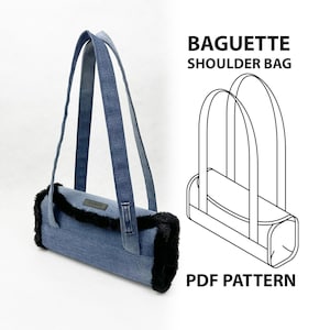 Bolso de hombro Baguette, talla única, patrón de costura, descarga digital imprimible en PDF, videotutorial
