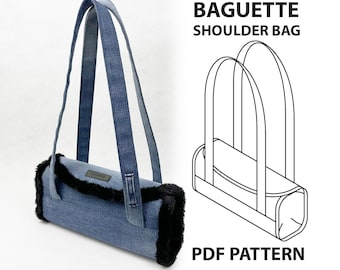 Baguette Shoulder Bag, ONE SIZE, Sewing Pattern, PDF Printable Digital Download, Video Tutorial