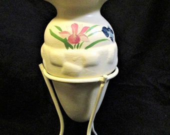 Vintage Handpainted Urn Vase on Metal Stand