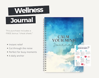 Anxiety Journal Printable, Mental Health Planner PDF, Calm Your Mind Wellness Journal Digital Download