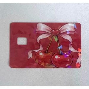 Pegatina para tarjeta de débito con lazo de cereza - Portada estilo Kawaii Coquette imagen 1