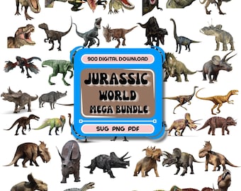 Jurassic PNG SVG Bundle, Dinosaur Clipart and Digital Paper, Includes Rebirth Dinosaur png svg for shirt, cake topper birthday