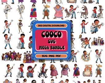 Coco PNG, Coco SVG, Coco clipart bundle, Miguel png svg, High Quality Coco images for birthday decorations, Cake toppers, shirts, and more!