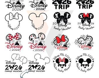 Family Vacation 2026 SVG Mega Bundle, Family Trip Designs, Magical Trip Theme, Mouse Ear Inspired, Sublimation & Cricut Files