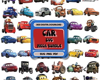 Cars SVG PNG Bundle, Lightning McQueen Clipart Set, Mater Tow Truck Vector, 430 Disney Cars Files for Cricut, Instant Download
