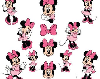 Minnie Mouse SVG-bundel, prinses Svg, Minnie Mouse verjaardag, Minnie Mouse clubhuis, Minnie Head Svg, Instant Downlaod