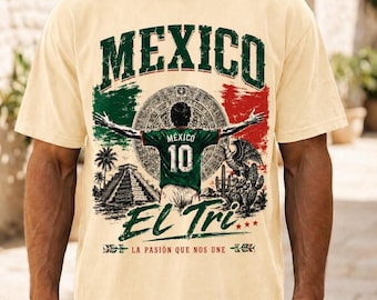 Mexico Soccer Shirt, El Tri Fan Tee, Vintage Mexican Football Graphic T-Shirt, Futbol Supporter Gift