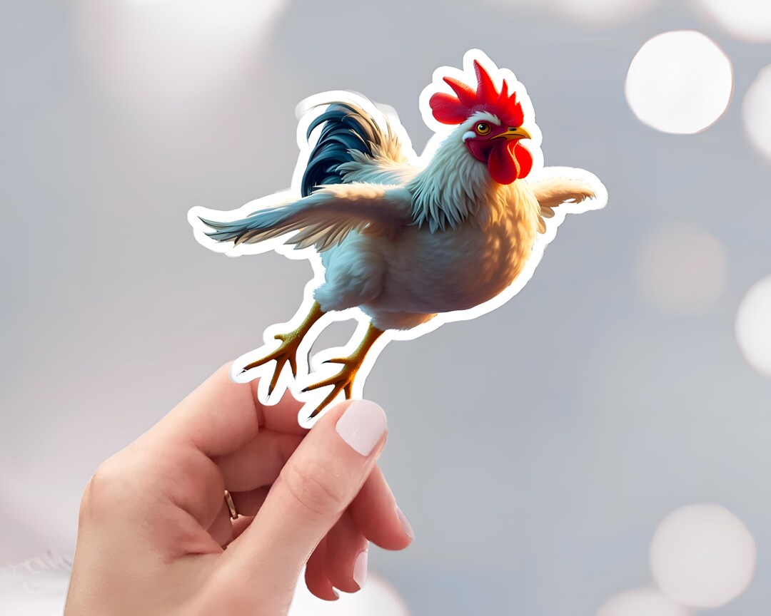 Funny Chicken Sticker: Vinyl Water Bottle Stickers, Fun Laptop & Phone ...