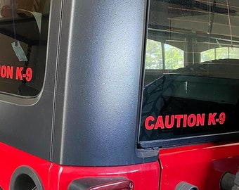 Set of 3 Caution K-9, Red, Vinyl Decals, Stickers, Police, Security, Dog owners