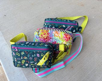 Crossbody Sling Bag Quilted Ruby Star Tula Pink