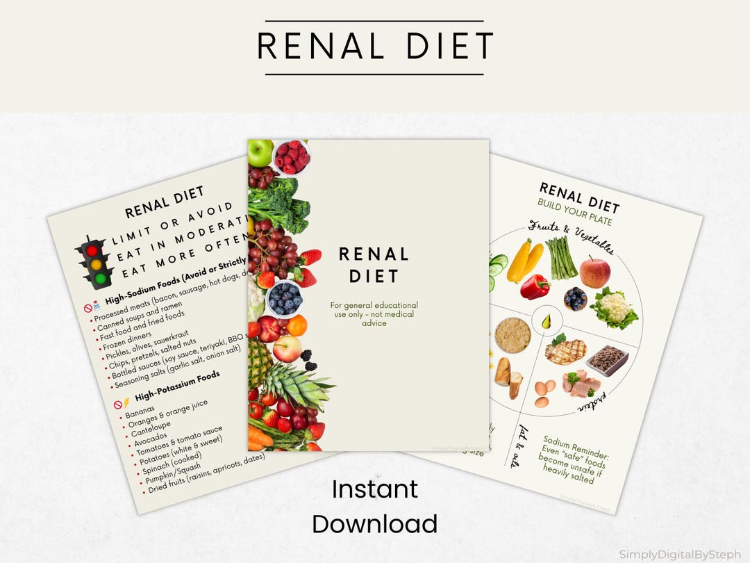 Renal Diet | Kidney Food List Printable PDF | 10 Page Digital Guide ...