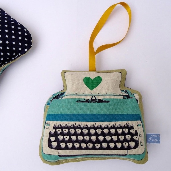 Typewriter lavender bag - retro modern deluxe