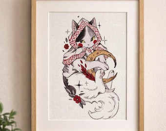 Moon Guardian Cross Stitch Pattern PDF
