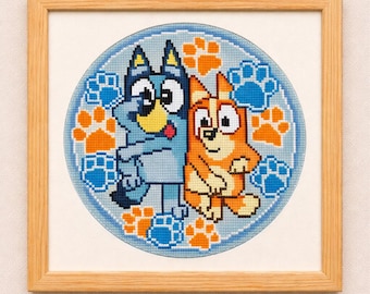 Patrón de punto de cruz "Amigos del Perro Azul" - Descargar PDF XSD