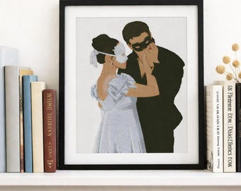 Patrón de punto de cruz Sophie y Benedict (PDF/XSD), pareja de mascaradas inspirada en Bridgerton, bordado romántico de salón