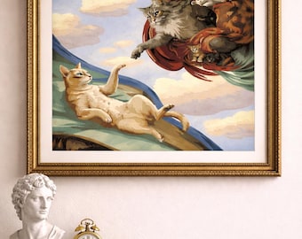 Divine Touch, Feline Style — Renaissance Cat Cross Stitch Pattern PDF