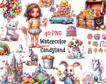 Watercolor Candyland, 40x High Quality PNG,Instant Download,Commercial Use