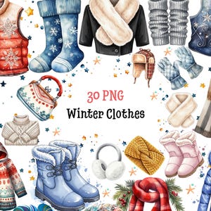 Watercolor Winter Clothes,30x High Quality PNG,Instant Download,Commercial Use