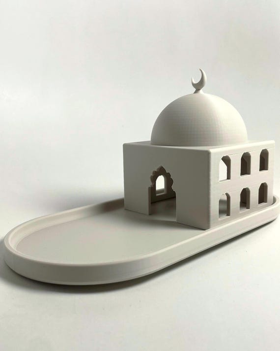 Islamic Mosque Lantern LED Candle Holder, Ramadan Eid Decor, Crescent Moon Sculpture