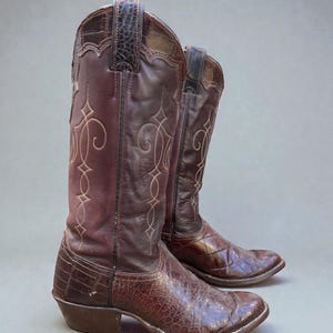Justin • American Alligator Belly • Men’s 8 D • Vintage Exotic Cowboy Boots Justin vintage alligator cowboy - Gem main image 2
