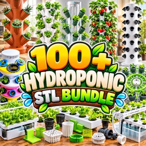 Hydroponik-STL-Bundle, über 100 3D-Druckdateien, Pflanzgefäße für vertikale Gärten, Netztöpfe, Modelle für den Innenbereich, digitaler Download
